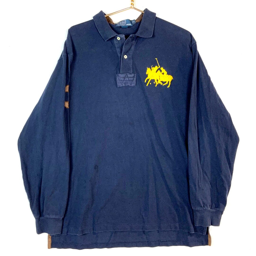 Vintage Polo Ralph Lauren Rugby Shirt XL Blue Horse Pack Big Pony #3 - Etsy