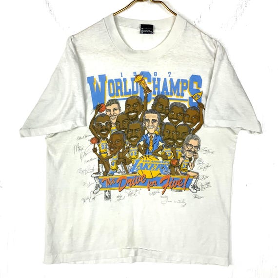 Vintage Los Angeles Lakers Caricature T-shirt Large White 1987 Nba
