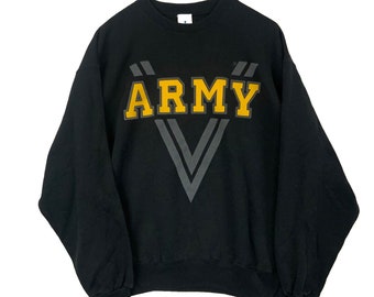 Vintage Army Sweatshirt Crewneck Extra Large Black Double Sided 90s