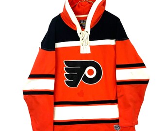 Philadelphia Flyers Sweatshirt Hoodie Large Orange Nhl Old Time Hockey