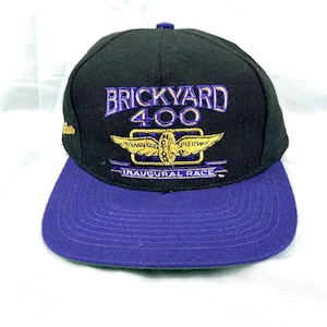 Vintage Brickyard 400 Logo Athletic Snapback Wool Hat Cap Adjustable Black