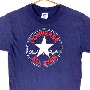 Vintage Converse T-Shirt Medium Blue Single Stitch Made In Usa 1980s
