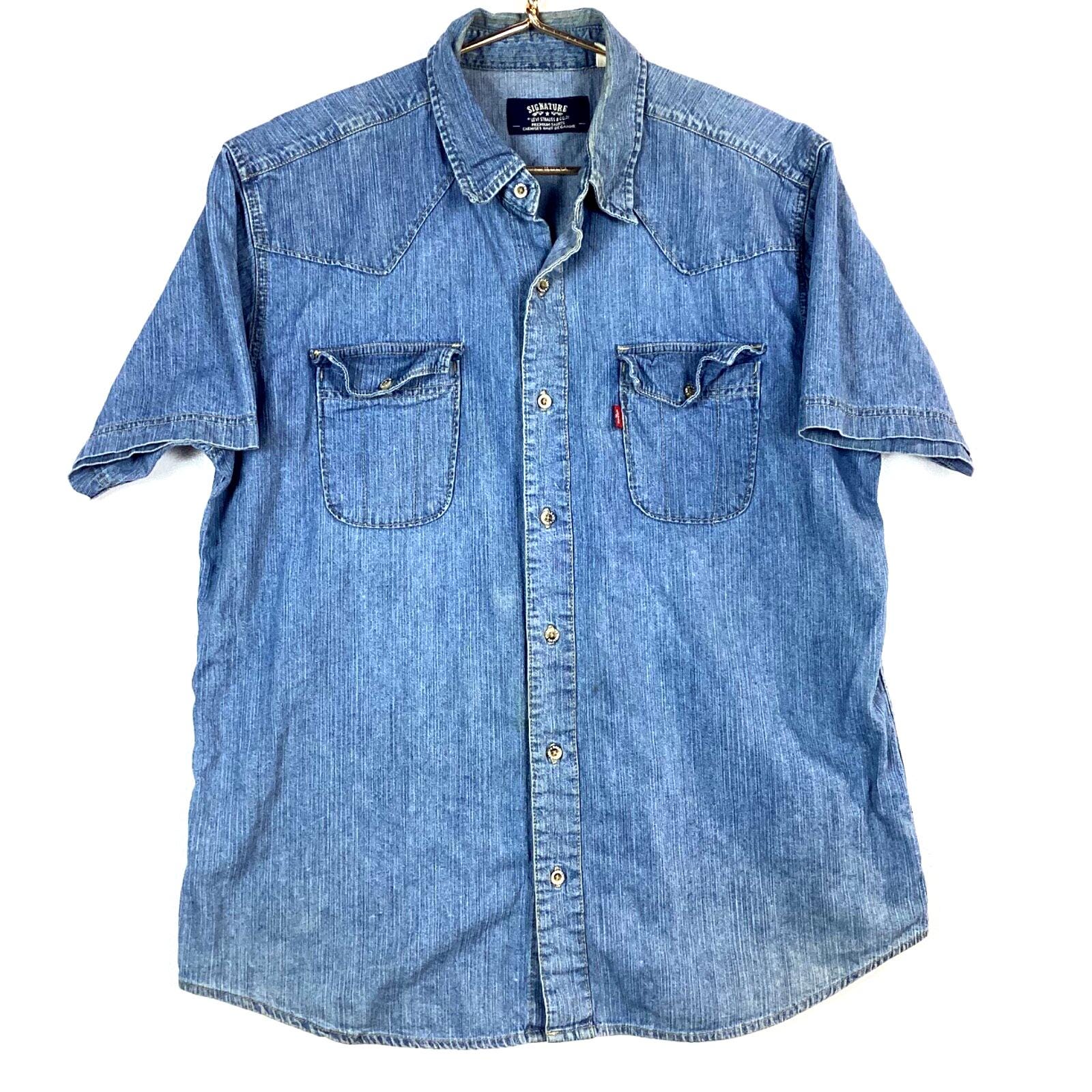 Chemise Levi's Vintage En Jean Fin Bleu - Taille S/M - Manches Longues - Occasion Très Bon état
