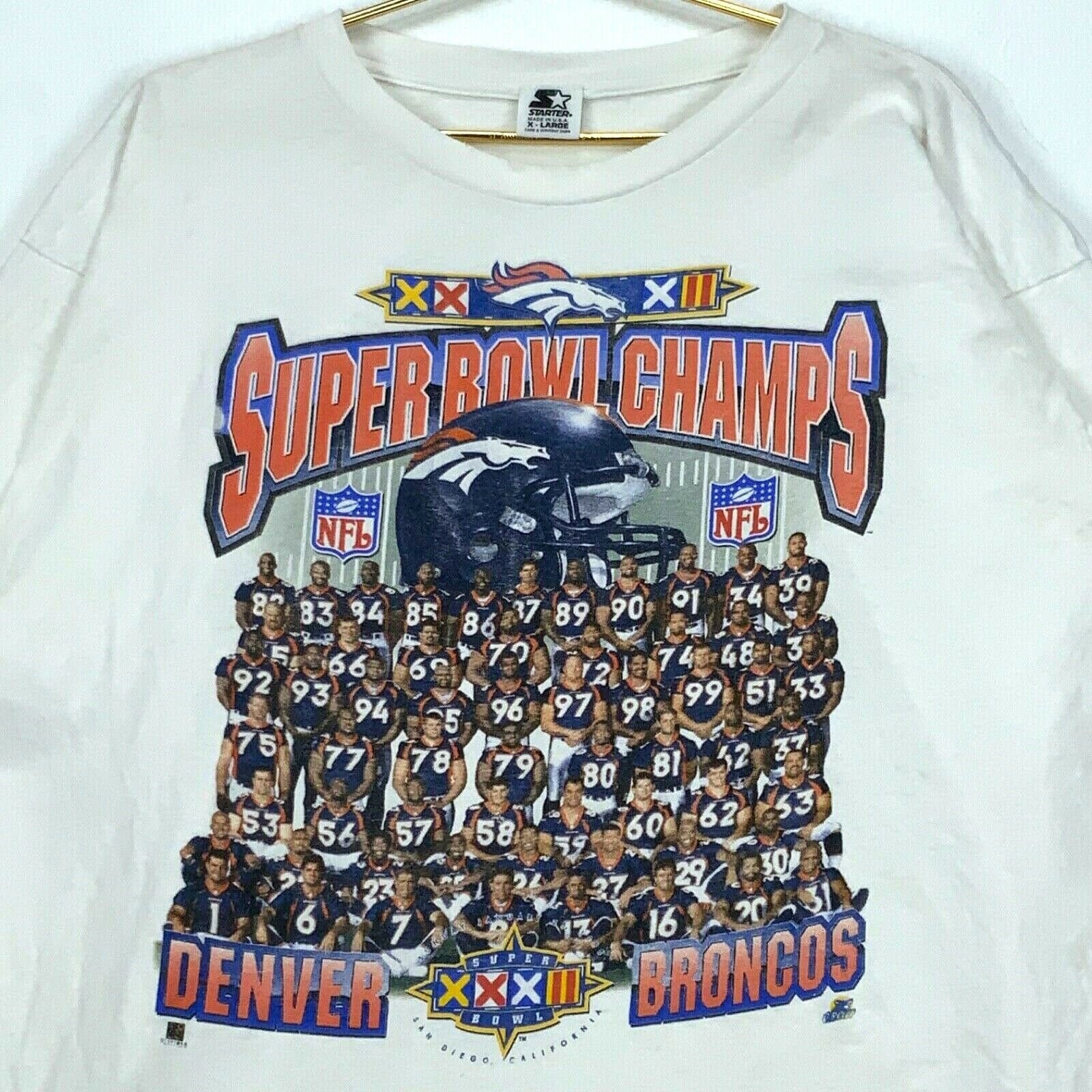 1998 Denver Broncos Super Bowl Champs Starter Vintage T-shirt 