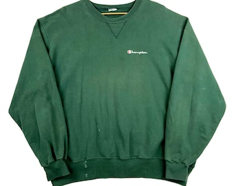 vintage Champion Logo Sweatshirt ras du cou taille 2Xl vert brodé des années 90