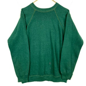 Vintage Sweatshirt Crewneck Small Green Pullover 70s 80s image 1