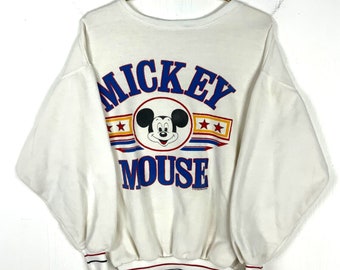 Vintage Mickey Mouse Sweatshirt Crewneck Extra Large White