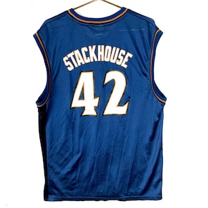 Vintage Washington Wizards Jersey Large Reebok Jerry Stackhouse Blue Nba
