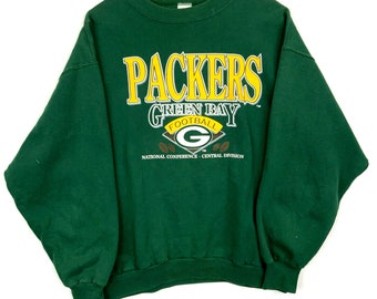 Vintage Green Bay Packers Sweatshirt Crewneck Extra Large Trench Green Nfl 90s