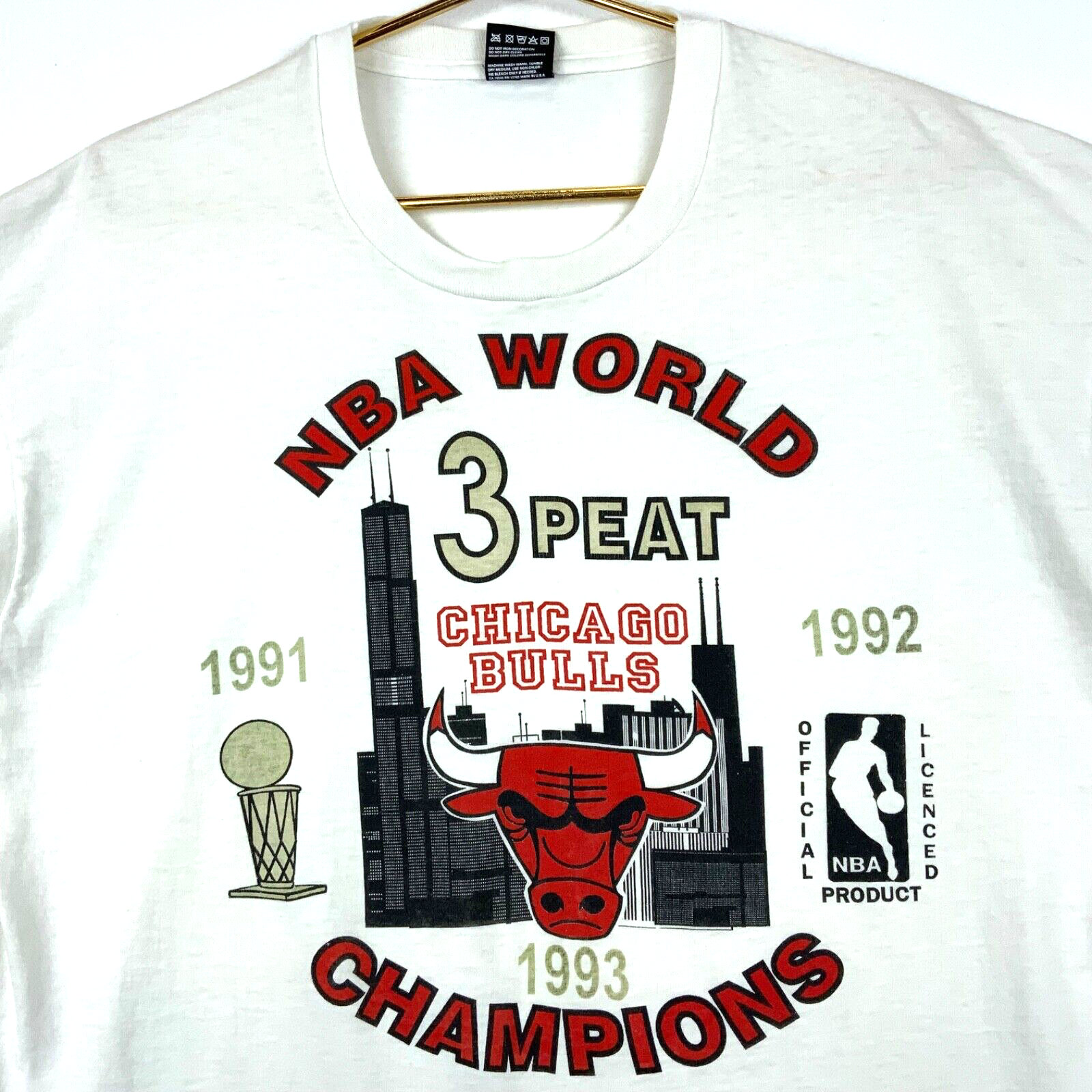 Vintage Chicago Bulls 1993 Finals Champion 3-Peat Tank Top T-Shirt XL Black  90's