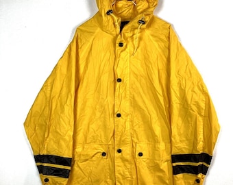 Vintage Old Navy Raincoat Jacket Size XL Yellow Full Zip Hooded
