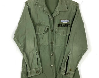 Vintage Us Army Og-107 Button Up Shirt Size Medium Vietnam Era