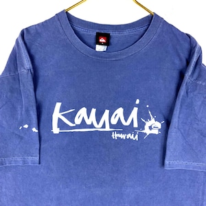Vintage Quiksilver Kauai Hawaii T-Shirt Large Blue Double Sided Surfer Y2K