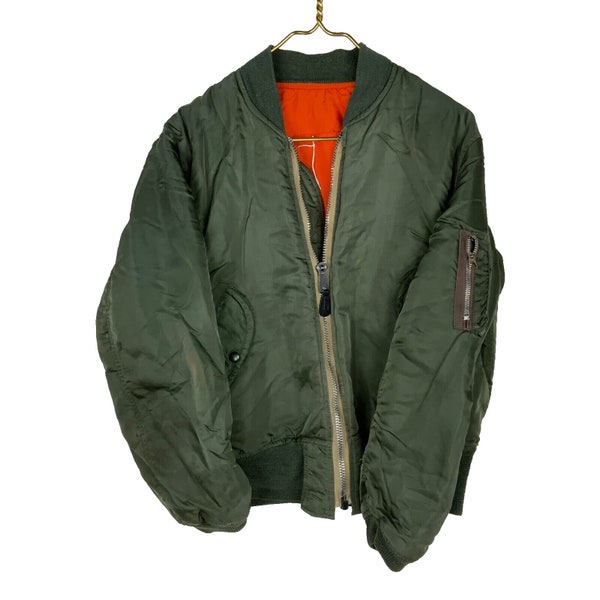 Vintage Us Military Ma-1 Bomber Jacket Size Small Green Reversible