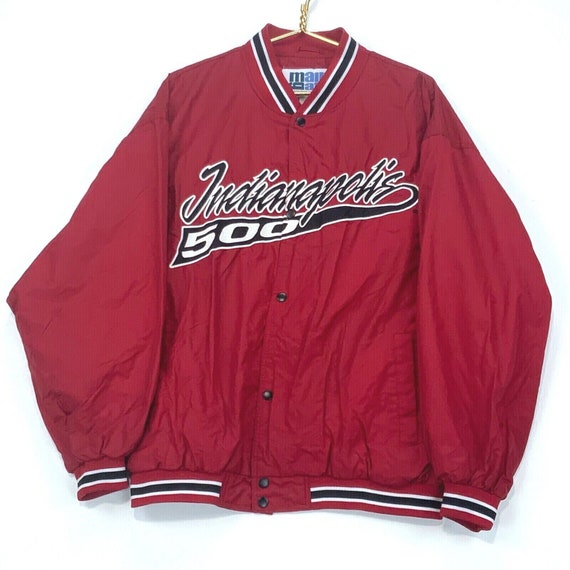 Indianapolis 500 Snap Button Insulated Varsity Jacket Large Red