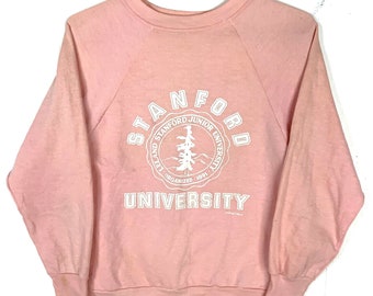 vintage Stanford Junior University Signal Sweatshirt ras du cou petit rose des années 1980