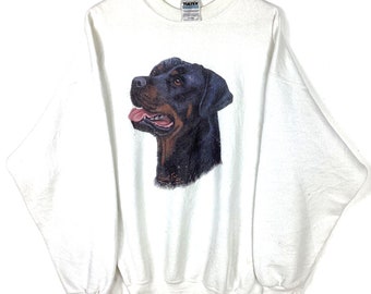 Vintage Rottweiler Sweatshirt Crewneck Size XL 90s Robert J May Art