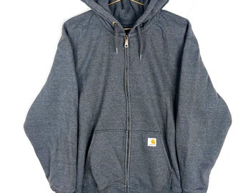 Carhartt Sweatshirt Hoodie 2XL Gray Full Zip Workwear Original Fit