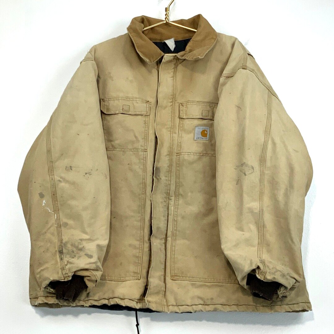 Vintage Carhartt Canvas Arctic Quilt Lined Work Jacket Size 2XL