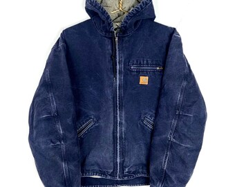 Carhartt Sierra Sherpa Lined Full Zip Hooded Jacket Large Blue Workwear