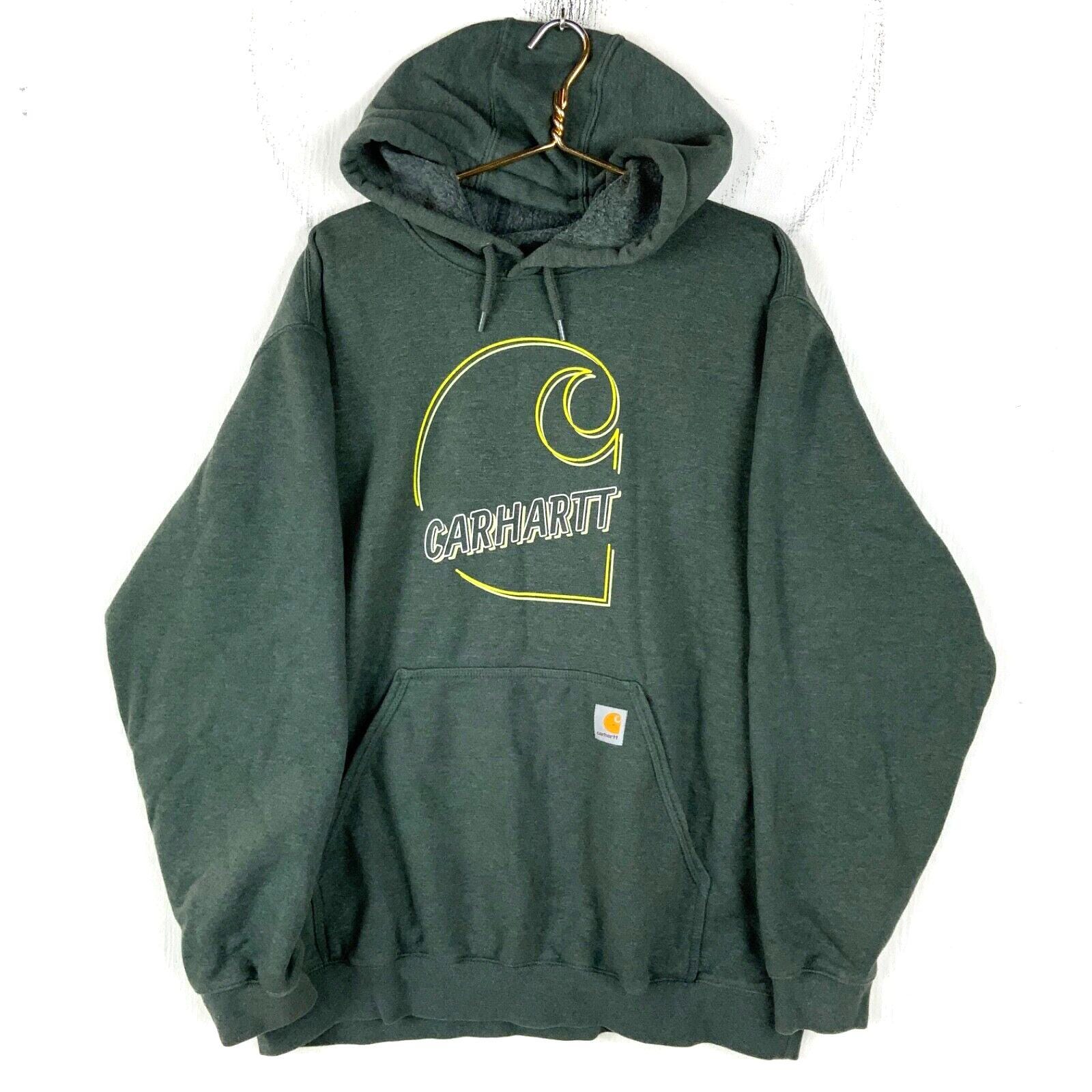 Carhartt Sweatshirt Hoodie Size XL Green Work Wear Loose Fit Etsy UK