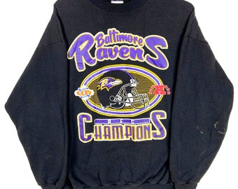 Vintage Baltimore Ravens Super Bowl Champs Rundhals-Sweatshirt Große Nfl 50/50