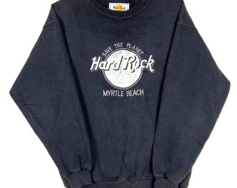 Vintage Hard Rock Cafe Sweatshirt Crewneck Medium Schwarz Made in Usa Myrtle Beach