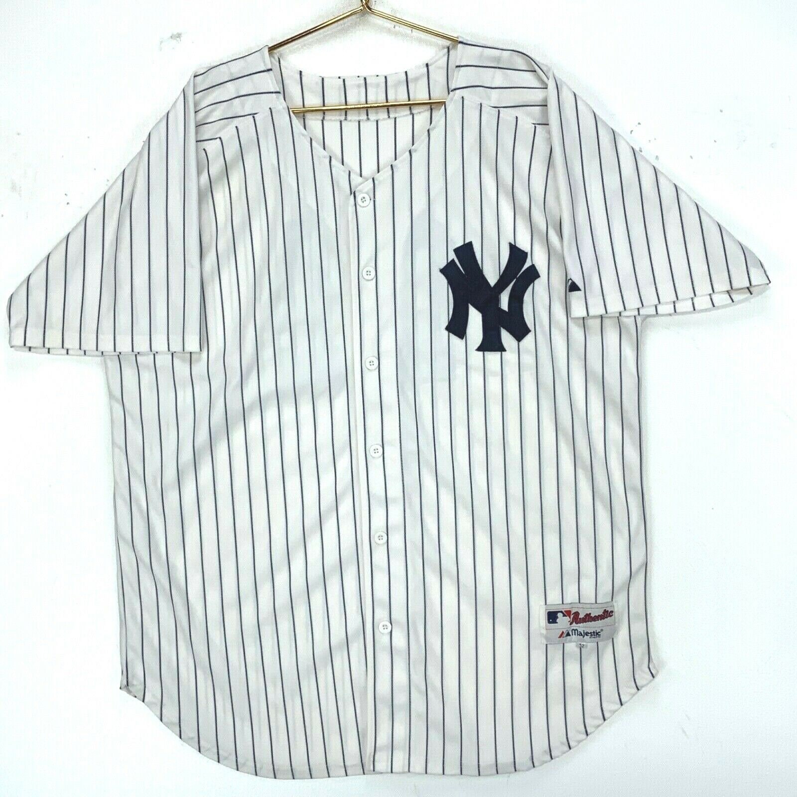 Vintage New York Yankees Jersey 90s Blank Majestic MLB Blue White Mens XL