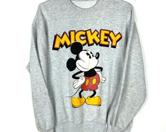 vintage Mickey Mouse Disney sweat ras du cou petit gris des années 90