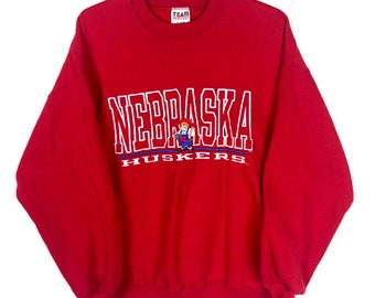 vintage Nebraska Cornhuskers sweat ras du cou 2XL rouge Ncaa des années 90