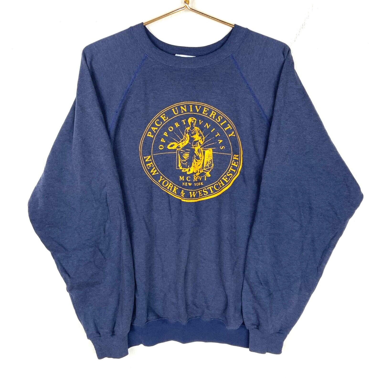 Vintage Pace University New York Sweatshirt Crewneck XL Blue 50 50 Made Usa 80s Etsy Canada