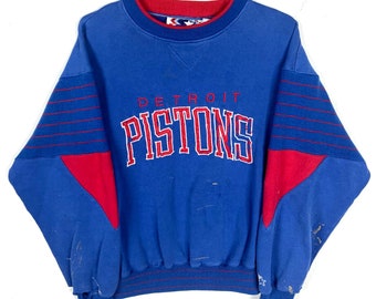 vintage Detroit Pistons Sweatshirt ras du cou Large Starter bleu Nba années 80 90