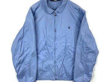 Vintage Polo Ralph Lauren Jacket Extra Large Blue Full Zip Harrington 90s