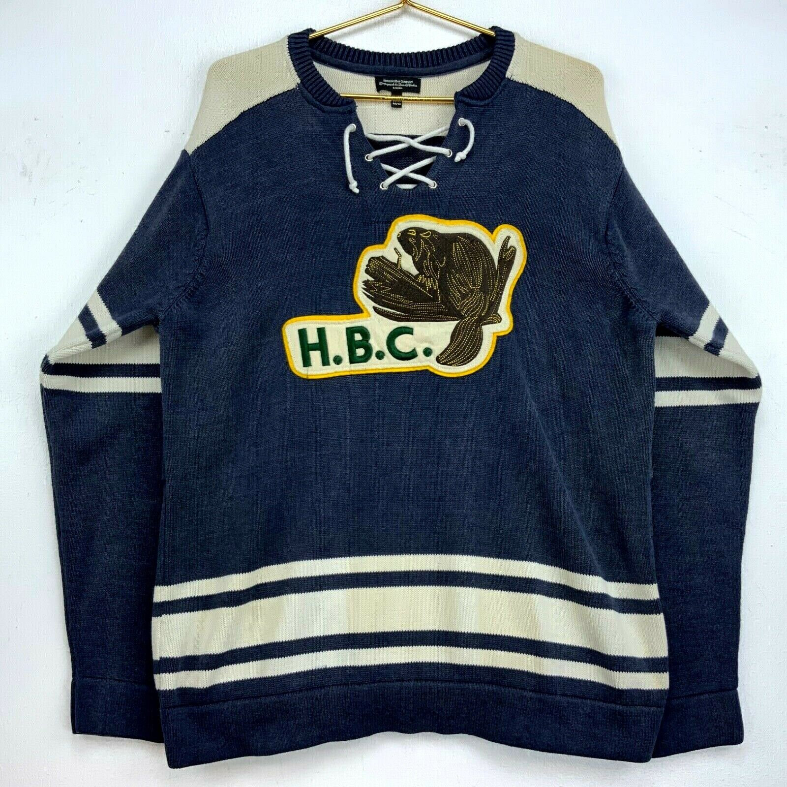 Hudsons Bay Company Beaver Sweater Hockey Jersey Medium Large Gray Etsy