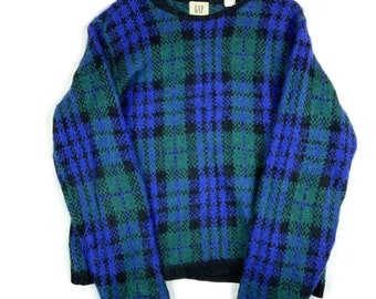 Vintage Gap Mohair Women's Knit Crewneck Sweater Size Medium Blue Green