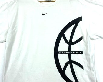 vintage Nike T-shirt de basket-ball avec logo virgule centrale taille XL double face fabriqué aux États-Unis