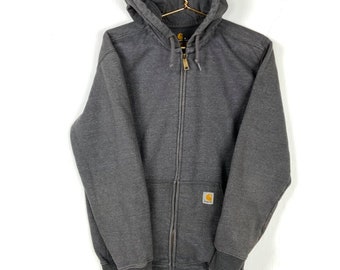 Carhartt Sweatshirt Hoodie Medium Gray Workwear Full Zip Original Fit