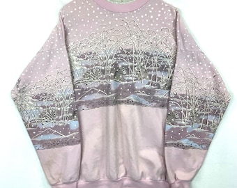 Vintage Bunny Wildlife Sweatshirt Crewneck Large Artisans Pink