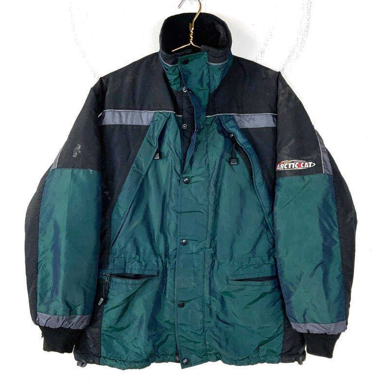 Vintage Arctic Cat Womens Snowmobile Bomber Jacket Large Full Zip Made