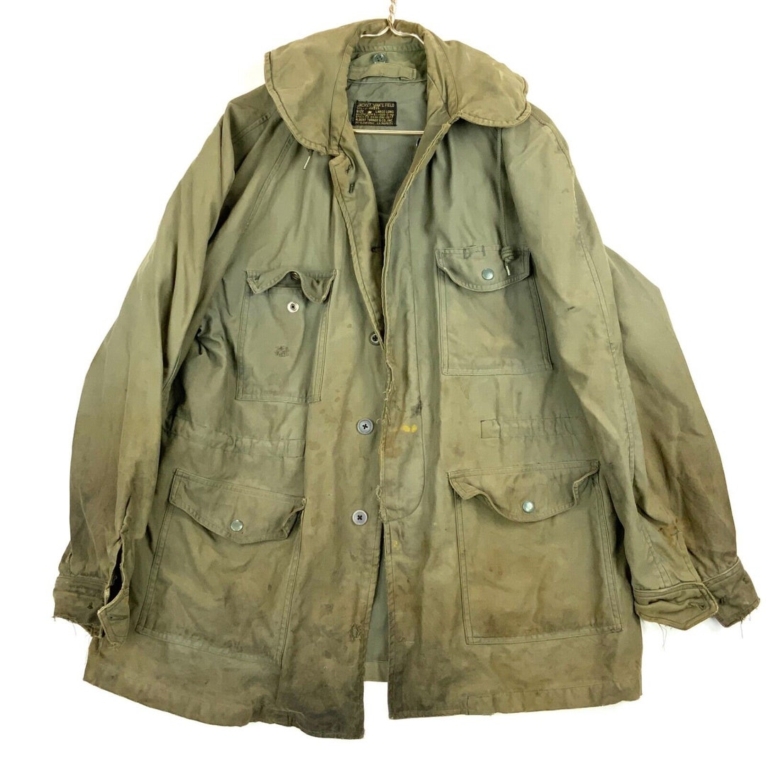Vintage Us Military Field Jacket Large Green 1958 Distressed - Etsy