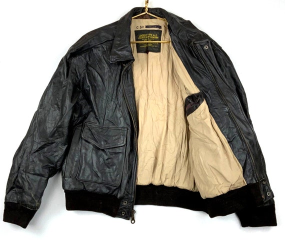 Vintage Us Army Type A-2 Full Zip Leather Flyers … - image 3