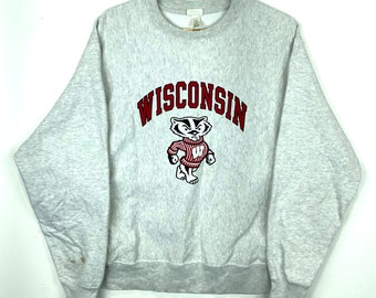 Vintage Wisconsin Badgers Sweatshirt Crewneck Large Champion Reverse Weave Ncaa
