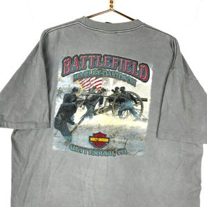 Vintage Harley Davidson T-Shirt XL Grau Single Stitch Made USA Schlachtfeld 90s