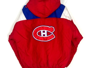 Vintage Montreal Canadiens Starter 1/4 Zip Puffer Jacket Extra Large Red Nhl