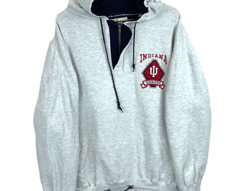 Vintage Indiana Hoosiers Sweatshirt Hoodie XL Ncaa 90s Quarter Zip Drawstrings