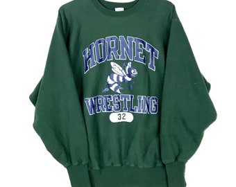 Vintage Hornet Wrestling Champion Reverse Weave Sweatshirt Extra Großes Wrestling