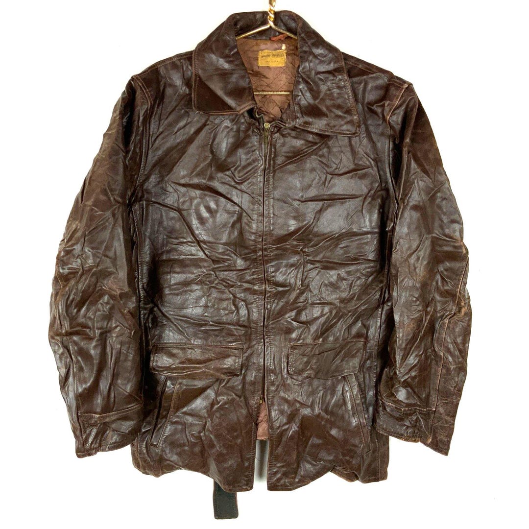 1950s〜60s single leather jacket Vintage 1950s , 60's Leather Biker Motorcycle Jacket Biker