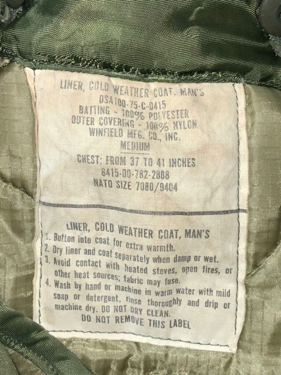 Vintage Us Military Cold Weather Jacket Size Medi… - image 3