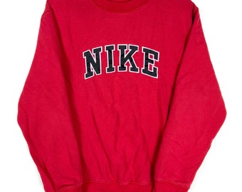 Vintage Nike Sweatshirt Crewneck Größe Small Rot Spell Out bestickt Y2k