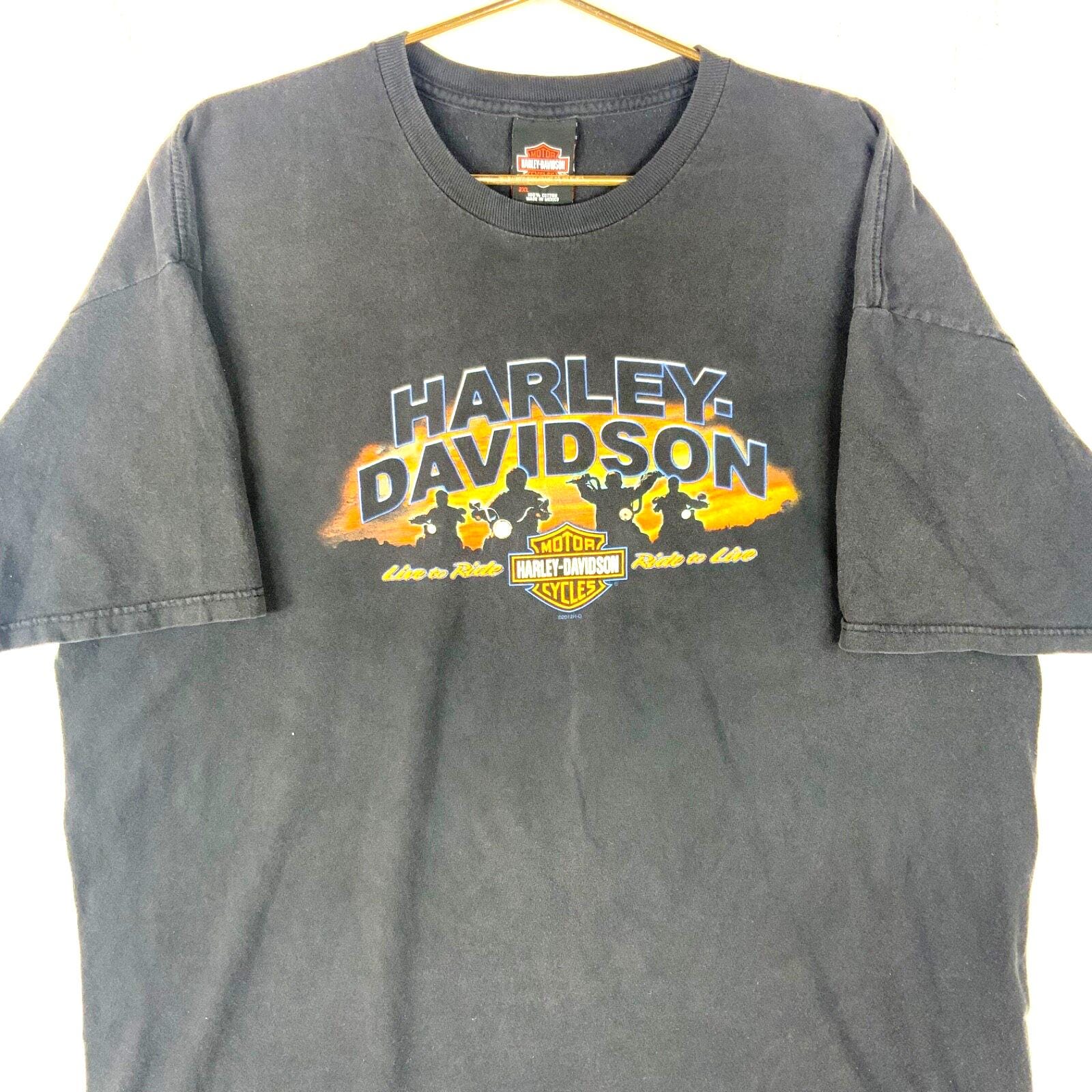 Harley Davidson Motorcycles Live to Ride T-Shirt 2XL Black Double Sided